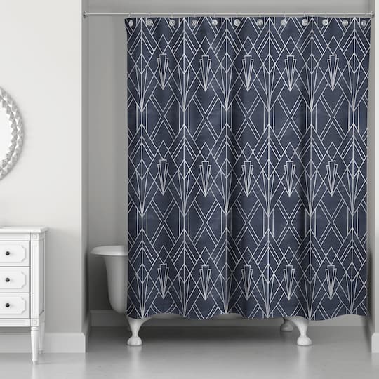 Navy White Depattern 71" x 74" Shower Curtain